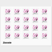 Sticker Carré Parties scintillant rose 50 et fabuleux 50e annive (Feuille)