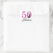 Sticker Carré Parties scintillant rose 50 et fabuleux 50e annive (Sac)