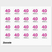 Sticker Carré Parties scintillant rose chaud 40 et fabuleux | 40 (Feuille)