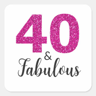 Sticker Carré Parties scintillant rose chaud 40 et fabuleux   40