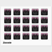 Sticker Carré Parties scintillant rose chaud argent gouttes noir (Feuille)