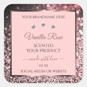 Sticker Carré Parties scintillant rose étoiles Emballage de prod