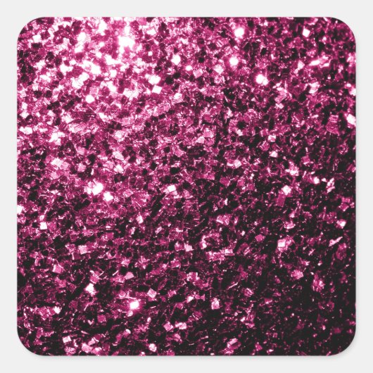 Sticker Carré Parties scintillant rose foncé brillant (Devant)