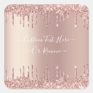 Sticker Carré Parties scintillant rose Gold Blush Éclats Texte p