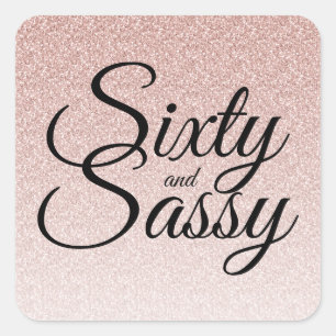 Sticker Carré Parties scintillant rose Ombre 60 et Sassy 60e ann