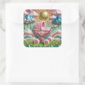 Sticker Carré Parties scintillant rose Pram & Baby shower Rainbo (Sac)