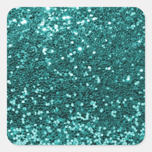 Sticker Carré Parties scintillant Turquoise chic Faux (Devant)
