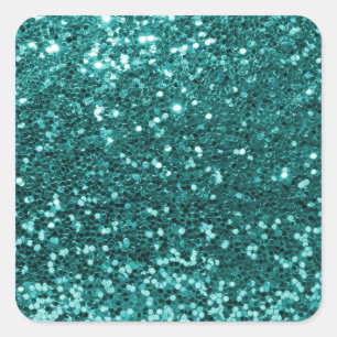 Sticker Carré Parties scintillant Turquoise chic Faux