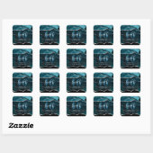Sticker Carré Parties scintillant turquoise et argent Agate Marb (Feuille)