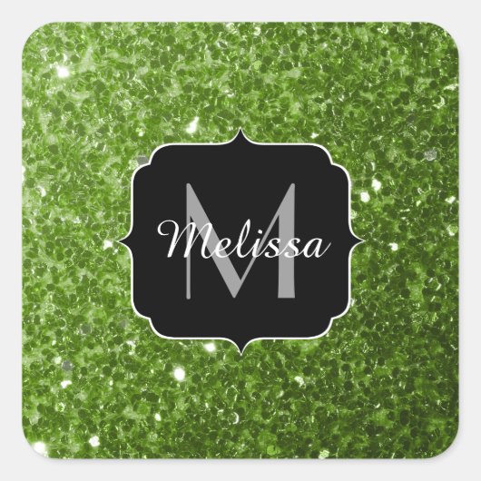 Sticker Carré Parties scintillant vert clair brille Monogram (Devant)