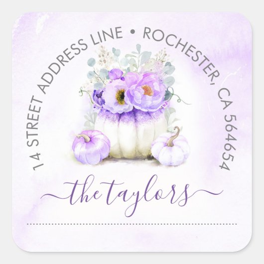 Sticker Carré Parties scintillant violet Citrouille Automne Adre (Devant)