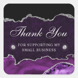 Sticker Carré Parties scintillant violet et argent Agate Petite 