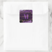Sticker Carré Parties scintillant violet et or marbre Agate Mono (Sac)