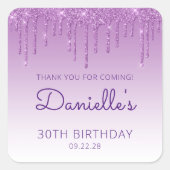 Sticker Carré Parties scintillant violette 30e anniversaire Merc (Devant)