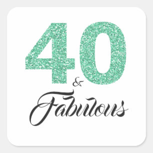 Sticker Carré Parties scintillantes 40 de turquoise et