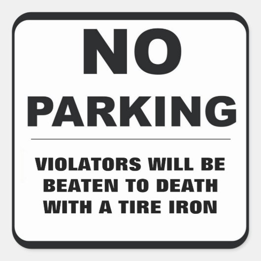 Sticker Carré Pas d'autocollant de stationnement (Devant)