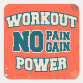 Sticker Carré Pas de douleur pas de gain puissance d'entraînemen (Devant)