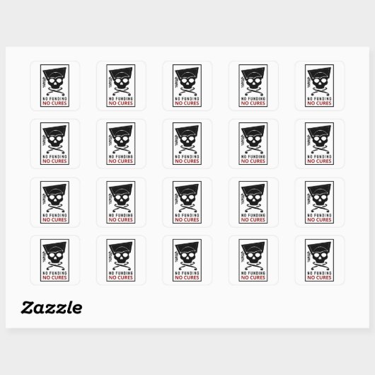 Sticker Carré Pas de financement, pas de remèdes (Feuille)
