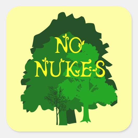 Sticker Carré Pas de Nukes qui dit avec des arbres (Devant)