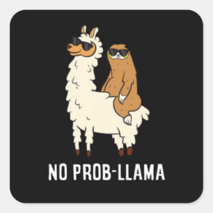 Sticker Carré Pas de problème mignon sans prob Llama Llama 209 V