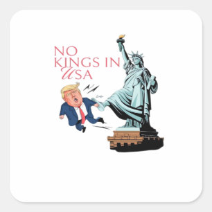 Sticker Carré Pas de rois aux USA Statue donnant un coup de pied
