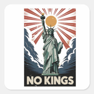 Sticker Carré Pas de rois en Amérique Liberity Status USA Démocr