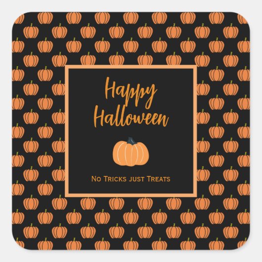 Sticker Carré Pas de trucs juste traiter les citrouilles d'Hallo (Devant)