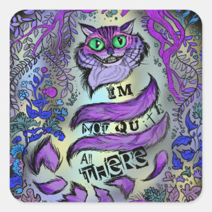 Sticker Carré Pas Tout À Fait Là, Crazy Cat