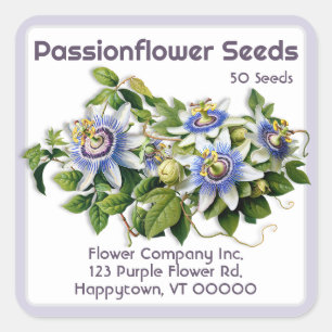 Sticker Carré Passionflower Produit Sauveur de semences Étiquett