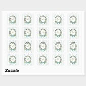 Sticker Carré Pastel Bleu clair et Vert Monogramme Crest (Feuille)