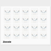 Sticker Carré Pastel Blue Fleur sauvage aquarelle ruban monogram (Feuille)
