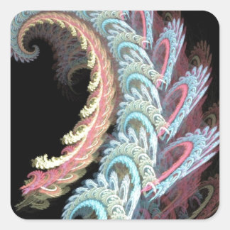 Sticker Carré Pastel Color Paisley Fractage Art Design Cadeaux