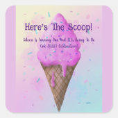 Sticker Carré Pastel Crème glacée Cone goutte (Devant)