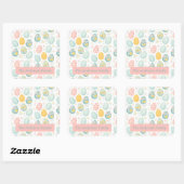 Sticker Carré Pastel Easter Eggs Floral Pattern - Cute Spring (Feuille)