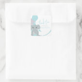 Sticker Carré Pastel Elephant Baby Girl Script Baby shower (Sac)