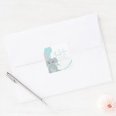 Sticker Carré Pastel Elephant Baby Girl Script Baby shower (Enveloppe)