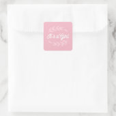 Sticker Carré Pastel feuilles roses - C'est une fille (Sac)