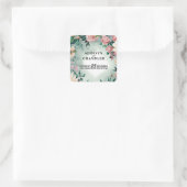 Sticker Carré Pastel Flower Elégance : Sage Green Floral Mariage (Sac)