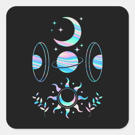 Sticker Carré Pastel Goth Moon Kawaii Stars (Devant)