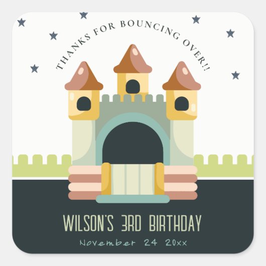 Sticker Carré Pastel Jumping Castle Jump & Play Anniversaire de  (Devant)