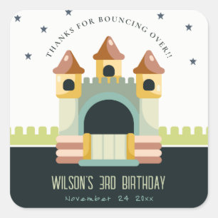 Sticker Carré Pastel Jumping Castle Jump & Play Anniversaire de