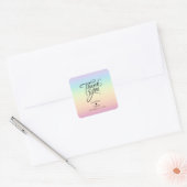 Sticker Carré Pastel Ombre Arc-en-ciel Couleurs Mariage Merci (Enveloppe)