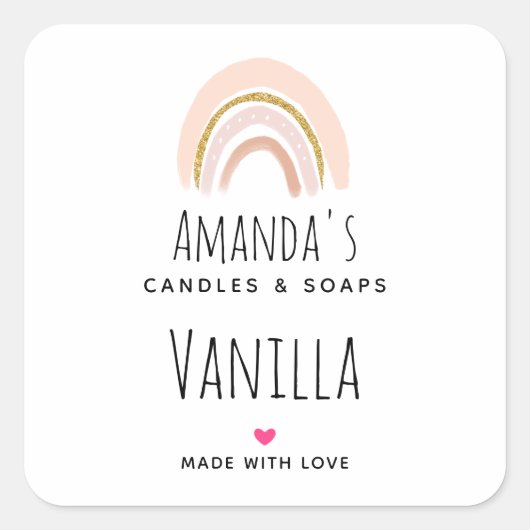 Sticker Carré Pastel Pink & Faux Parties scintillant Rainbow Can (Devant)