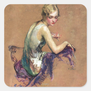 Sticker Carré Pastel Portrait