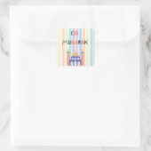 Sticker Carré Pastel Rainbow Eid Moubarak Cadeau Aïd (Sac)