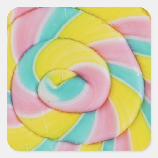 Sticker Carré Pastel Rainbow Spiral Candy Photo (Devant)