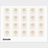 Sticker Carré Pastel Rainbow Unicorn Baby shower (Feuille)