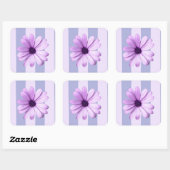 Sticker Carré Pastel rayures motif avec marguerites (Feuille)
