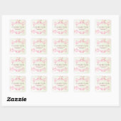 Sticker Carré Pastel rose & blanc Merci en fleurs de cerise (Feuille)