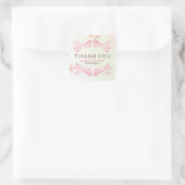 Sticker Carré Pastel rose & blanc Merci en fleurs de cerise (Sac)